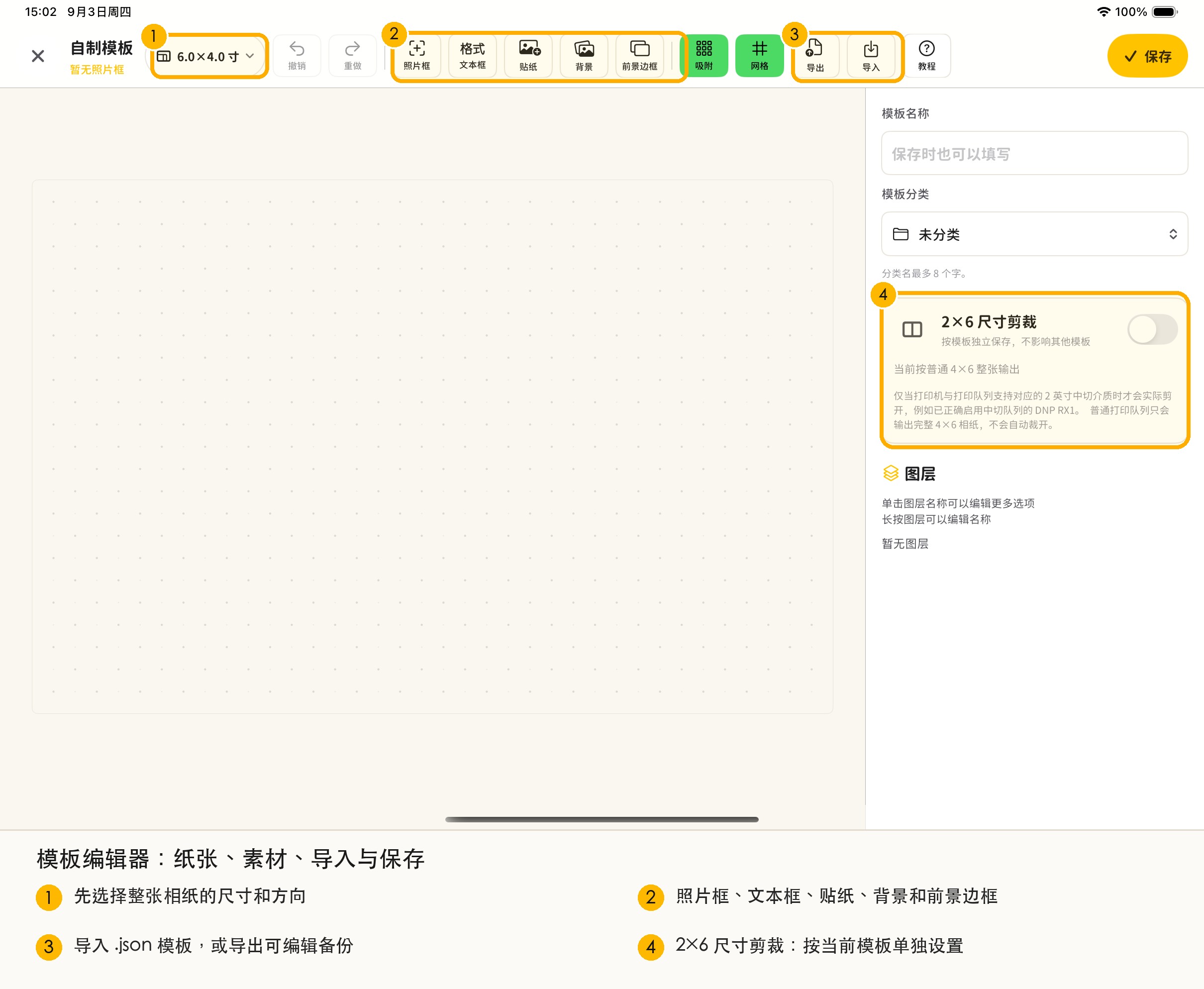 模板编辑器页面截图